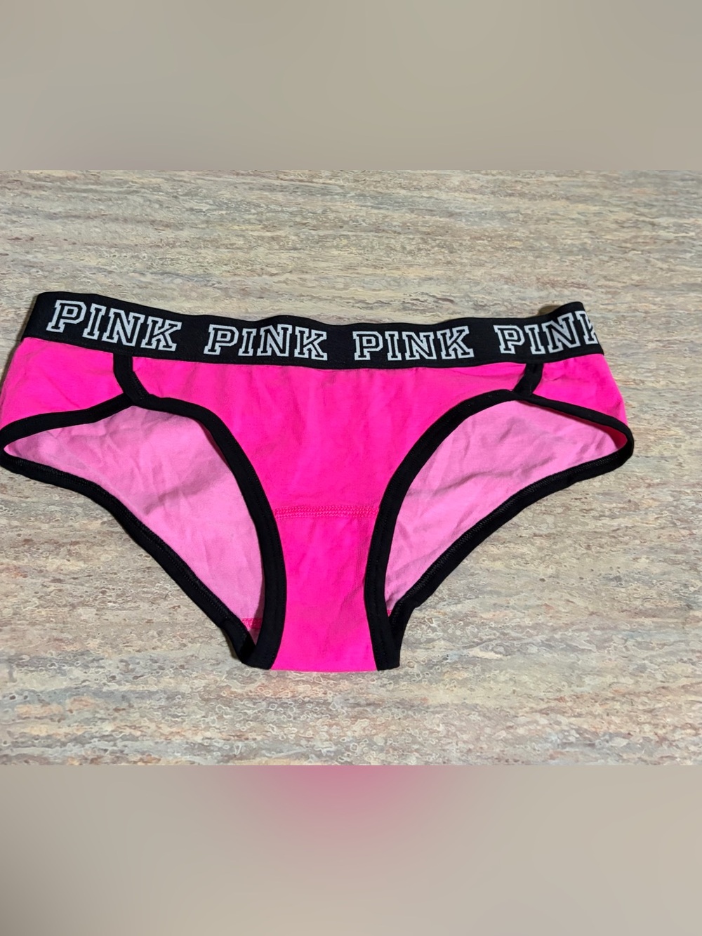 PINK Victoria's Secret Bright Pink extra Low Rise Hipster with Logo Waistband